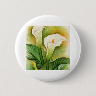 Two Cala Lilies Watercolor Art - Multi 6 Cm Round Badge