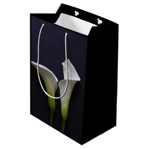 Two calla lilies on black medium gift bag