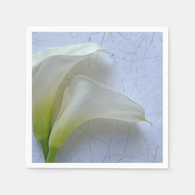 Two calla lilies on textured paper napkin (Front)