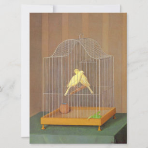 Two Canaries in a Cage (by Antonio Donghi) Card