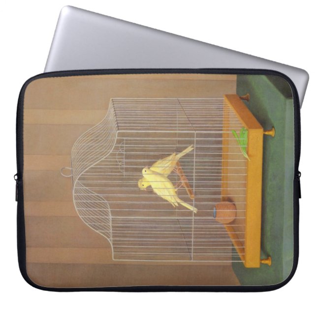 Two Canaries in a Cage (by Antonio Donghi) Laptop Sleeve (Front)