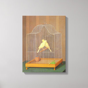 Two Canary Birds in a Cage (by Antonio Donghi) Canvas Print