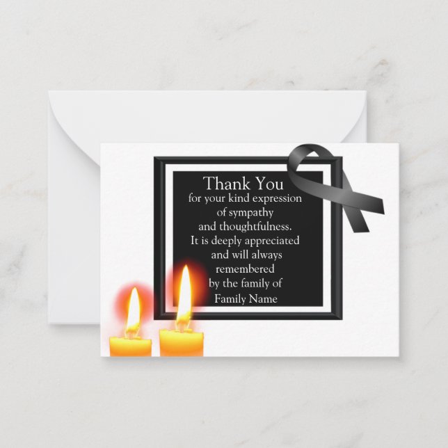 Two Candles After Funeral Thank You Cards (Front)