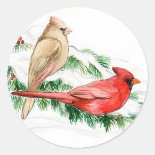 Two Cardinals Bird Art Stickers