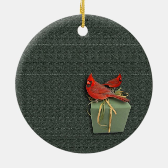 Two Cardinals Ceramic Tree Decoration (Back)