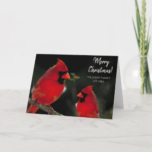 Two Cardinals Christmas Greeting Card Personalised