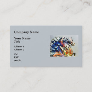 Two Carousel Horses Closeup Business Card