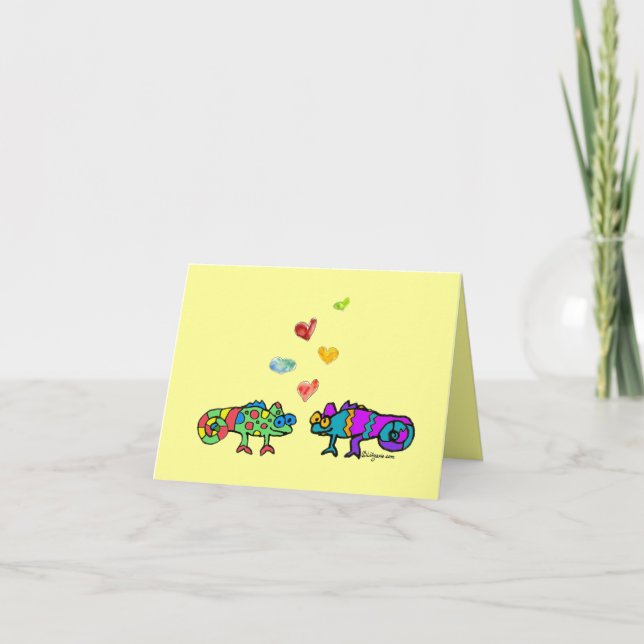 Two Cartoon Chameleon Valentine Card (Front)