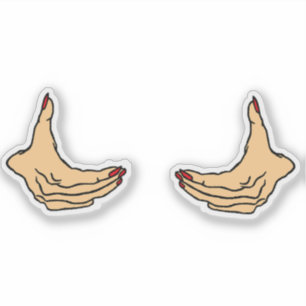 Two Cartoon Female Hands Holding Chest