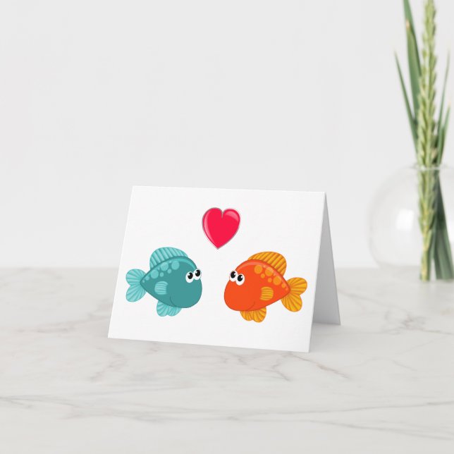 Two Cartoon Fish Love Heart Generic Any Use  Card (Front)