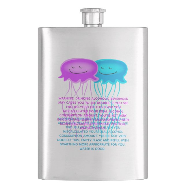Two Cartoon Jellyfish Hip Flask (Front)