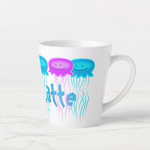 Two Cartoon Jellyfish Latte Mug