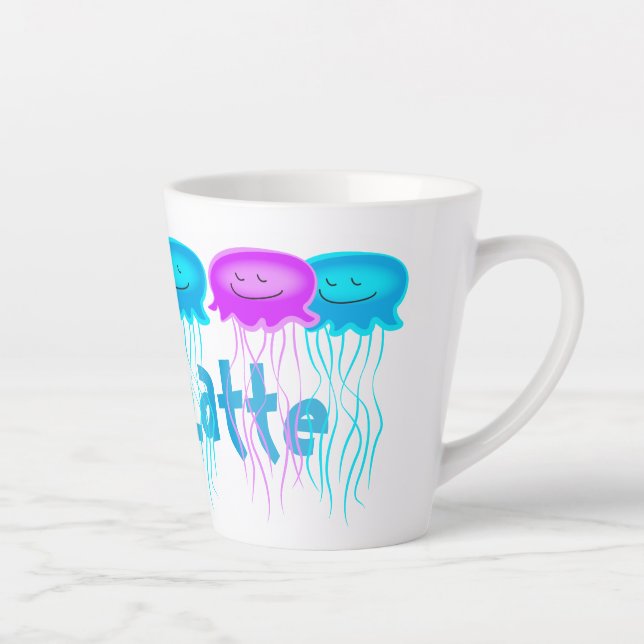 Two Cartoon Jellyfish Latte Mug (Right)