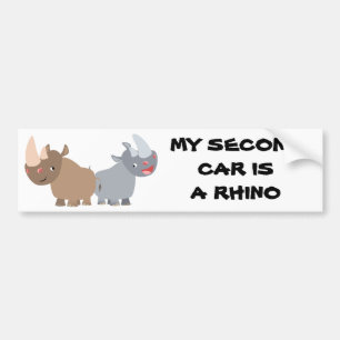 Two Cartoon Rhinos Bumper Sticker