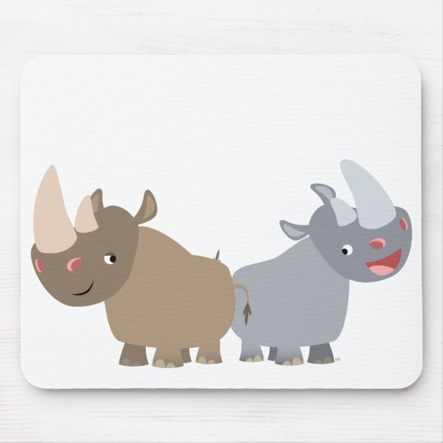 Two Cartoon Rhinos Mousepad (Front)