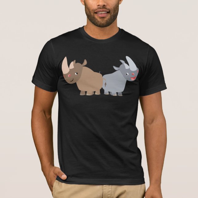 Two Cartoon Rhinos T-Shirt (Front)