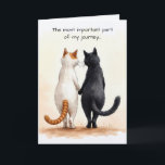 Two Cat Friends Walking for Birthday Card<br><div class="desc">Two cats walking away holding paws for a birthday.
Text can be changed.</div>