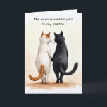 Two Cat Friends Walking for Birthday Card<br><div class="desc">Two cats walking away holding paws for a birthday.
Text can be changed.</div>