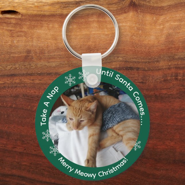 Two Cat Photos , Humor Text, Customize , Key Ring (Back)