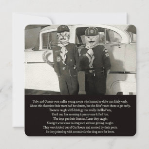 Two Cat Scouts Drive Down the Road to Perdition Card
