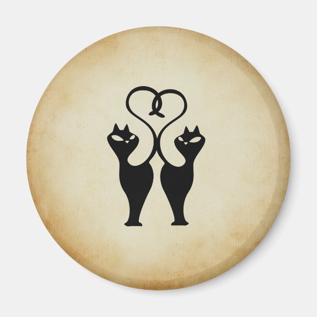 Two Cat Silhouette Magnet (Front)