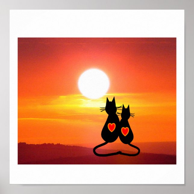 Two Cats at Sunset Art Print (Front)