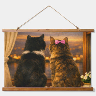 Two Cats at the Window – Twilight Wall Tapestry