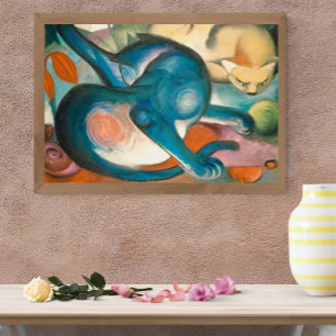 Two Cats, Blue and Yellow (1912) by Franz Marc Canvas Print