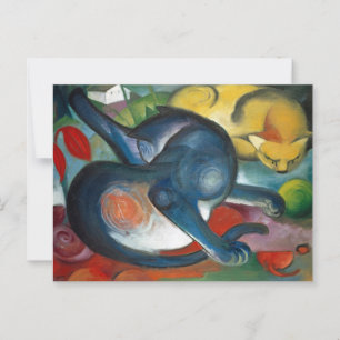 Two cats, blue and yellow by Franz Marc (1912) Postcard
