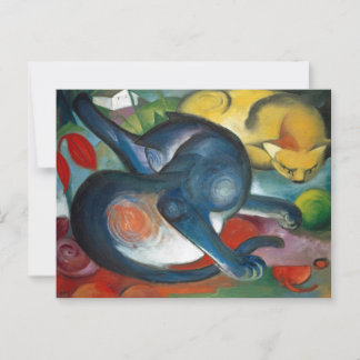 Two cats, blue and yellow by Franz Marc (1912) Postcard