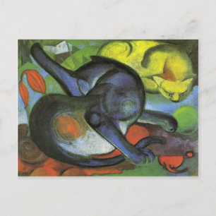 Two Cats, Blue and Yellow by Franz Marc Postcard