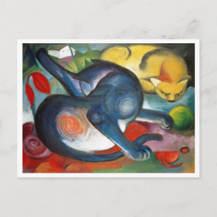 Two Cats, Blue and Yellow, Franz Marc Postcard