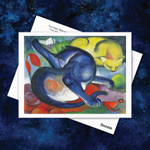 Two Cats Blue Yellow Franz Marc Postcard