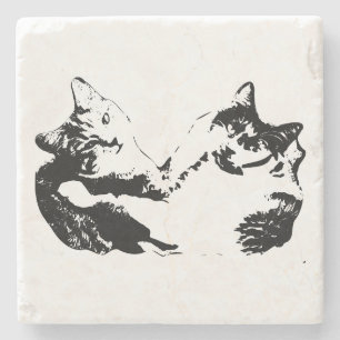 Two Cats Companionship Ink Coaster