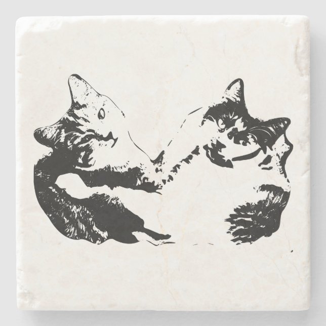 Two Cats Companionship Ink Coaster (Front)