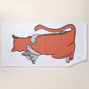 Two Cats Embrace Friendship Beach Towel