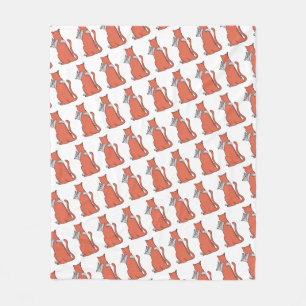 Two Cats Embrace Friendship Fleece Blanket