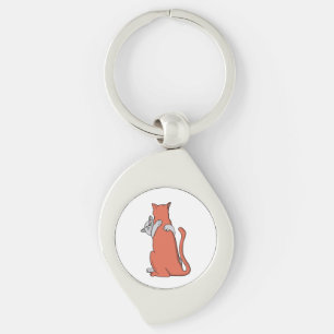 Two Cats Embrace Friendship Key Ring