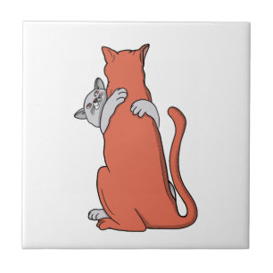Two Cats Embrace Friendship Tile