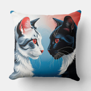 Two Cats Facing Each Other Cushion