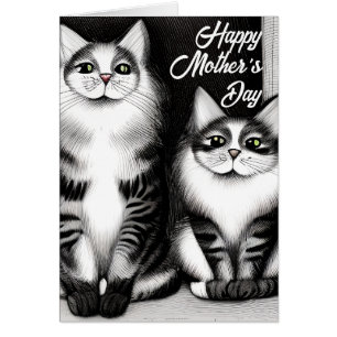 Two Cats Happy Mother's Day Greeting Card