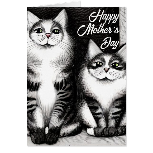 Two Cats Happy Mother's Day Greeting Card (Front)