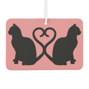 Two Cats Heart Tails Silhouette Car Air Freshener