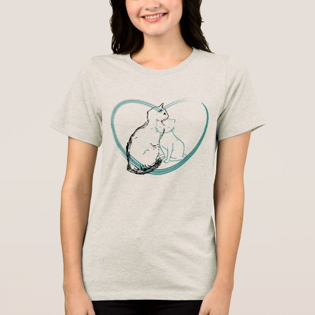 Two Cats Hugging Tri-Blend Shirt (Front)
