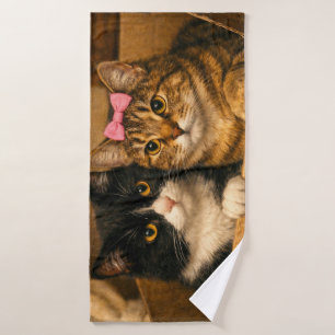 "Two Cats in a Cardboard Box – Cosy Bath Towel