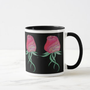 Two Cats in a Rose-Black Mug