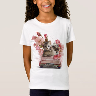 Two cats in a truck and flowers T-Shirt