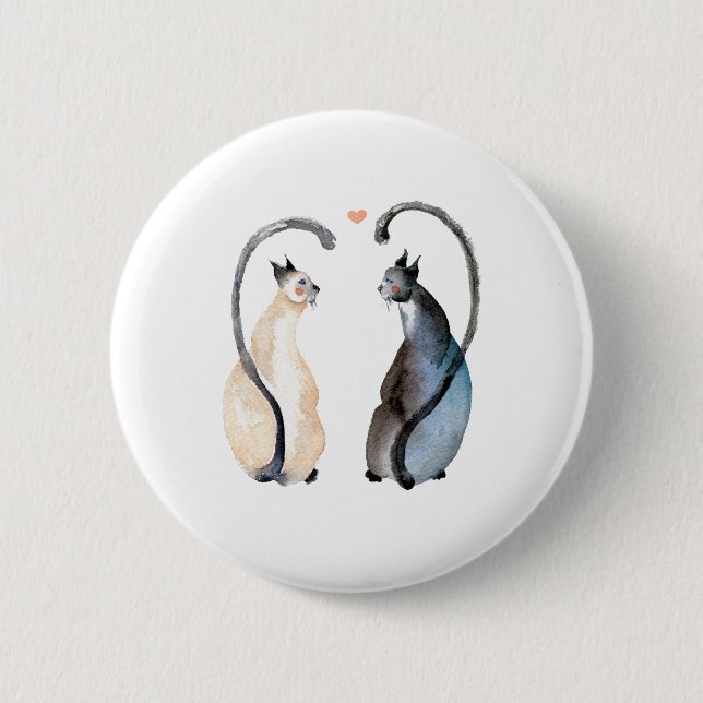 Two Cats in Love 6 Cm Round Badge (Front)