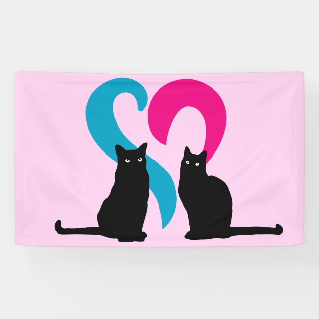 Two cats in love banner (Horizontal)