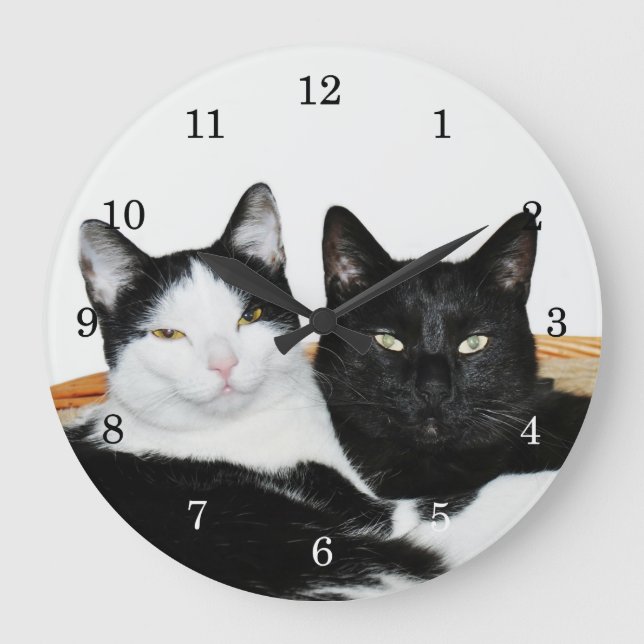 Two Cats in Love Large Clock (Front)